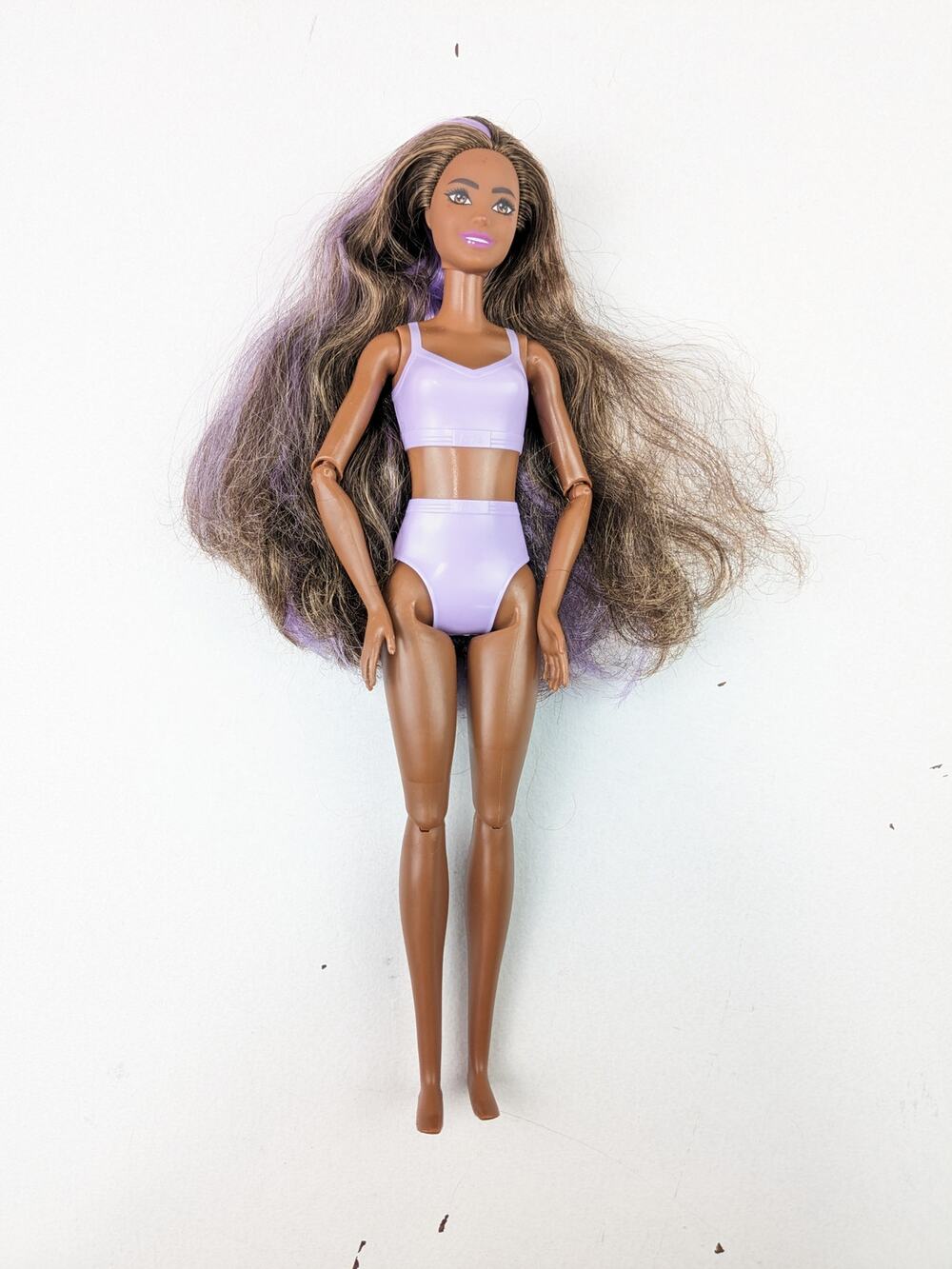 Jointed Barbie Doll W/Purple Streaked Hair